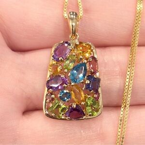 Filigree Gemstone Pendant: 14K Gold Amethyst, Citrine, Peridot, Topaz